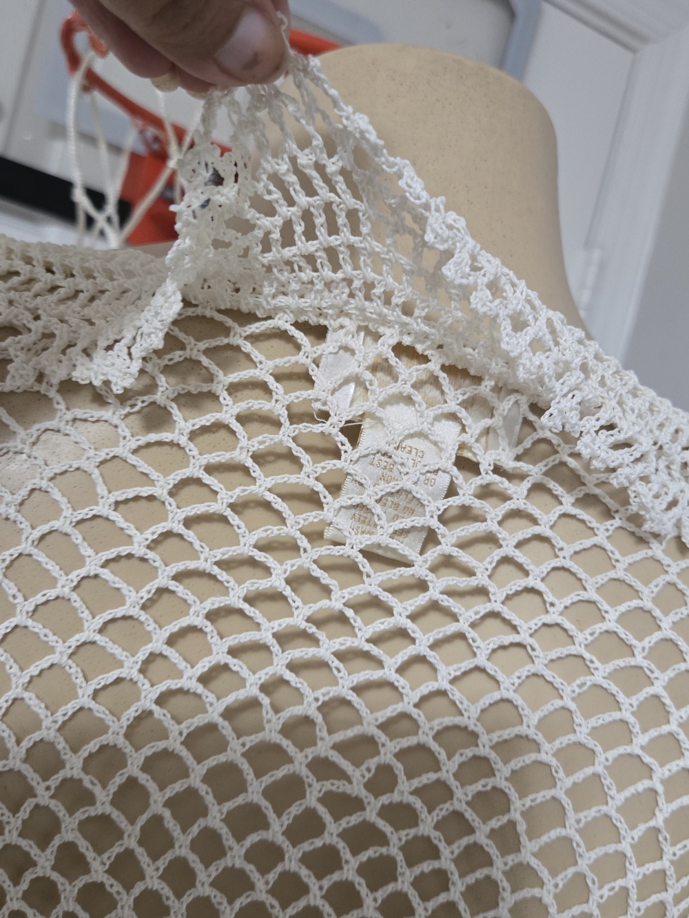 Cardigan Cream Crochet Open-Knit Tie-Front Blazer Jacket - Picture 9 of 11